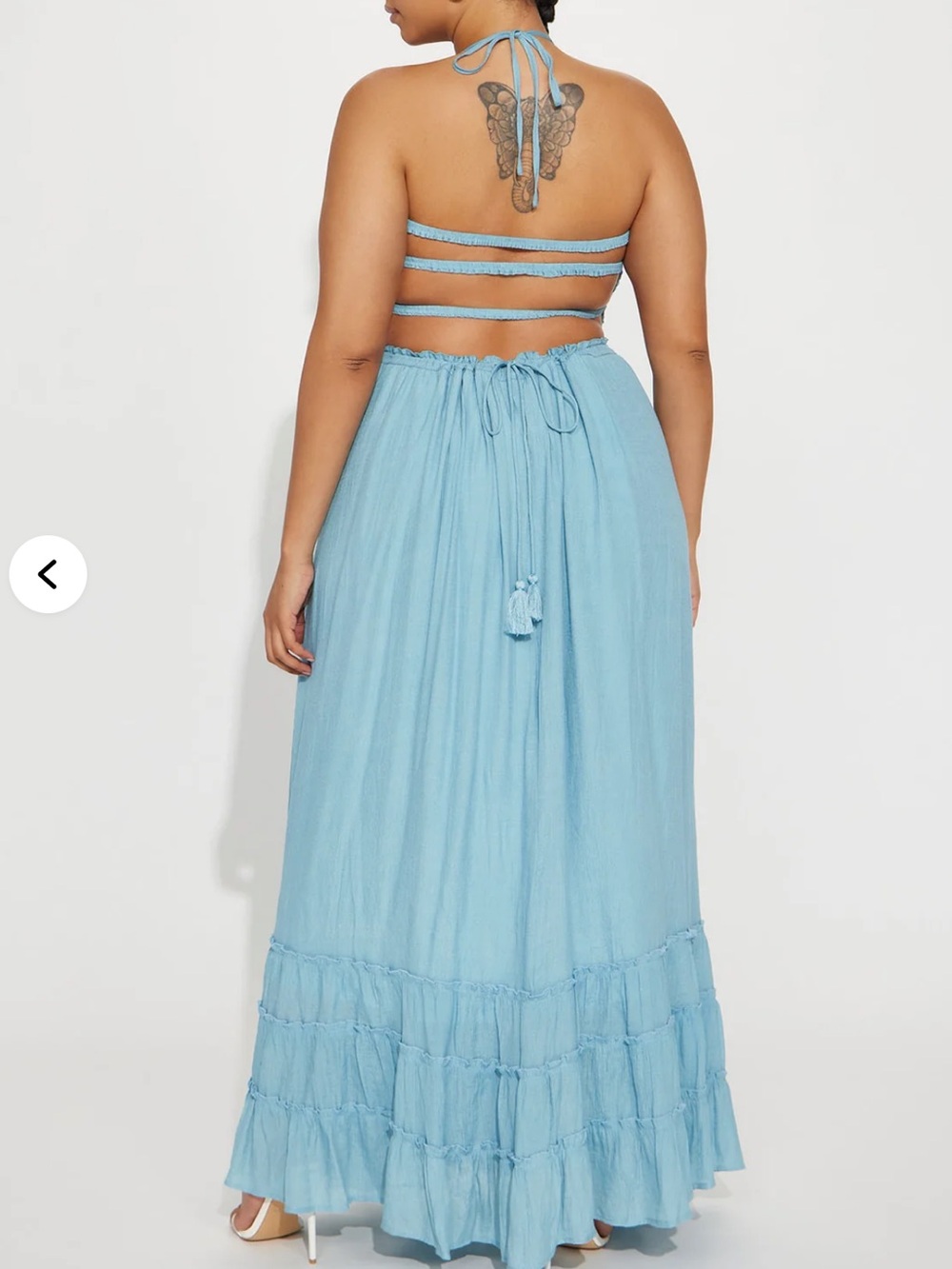 Hayley Halter Smocked Backless Maxi Dress - Blue - Picture 3 of 6